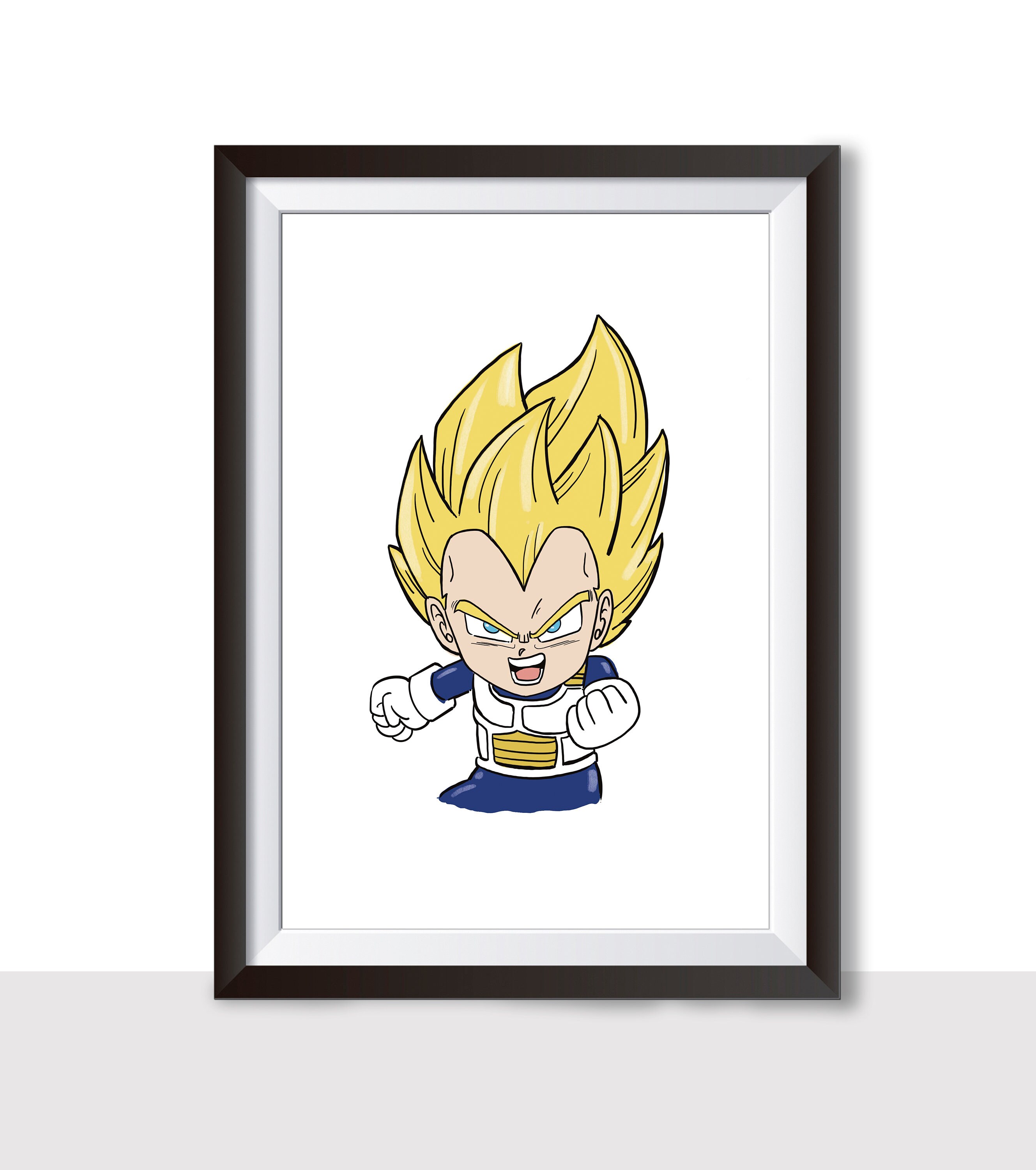 Super Saiyan VEGETA style Dragon ball hand drawn A4 print | Etsy