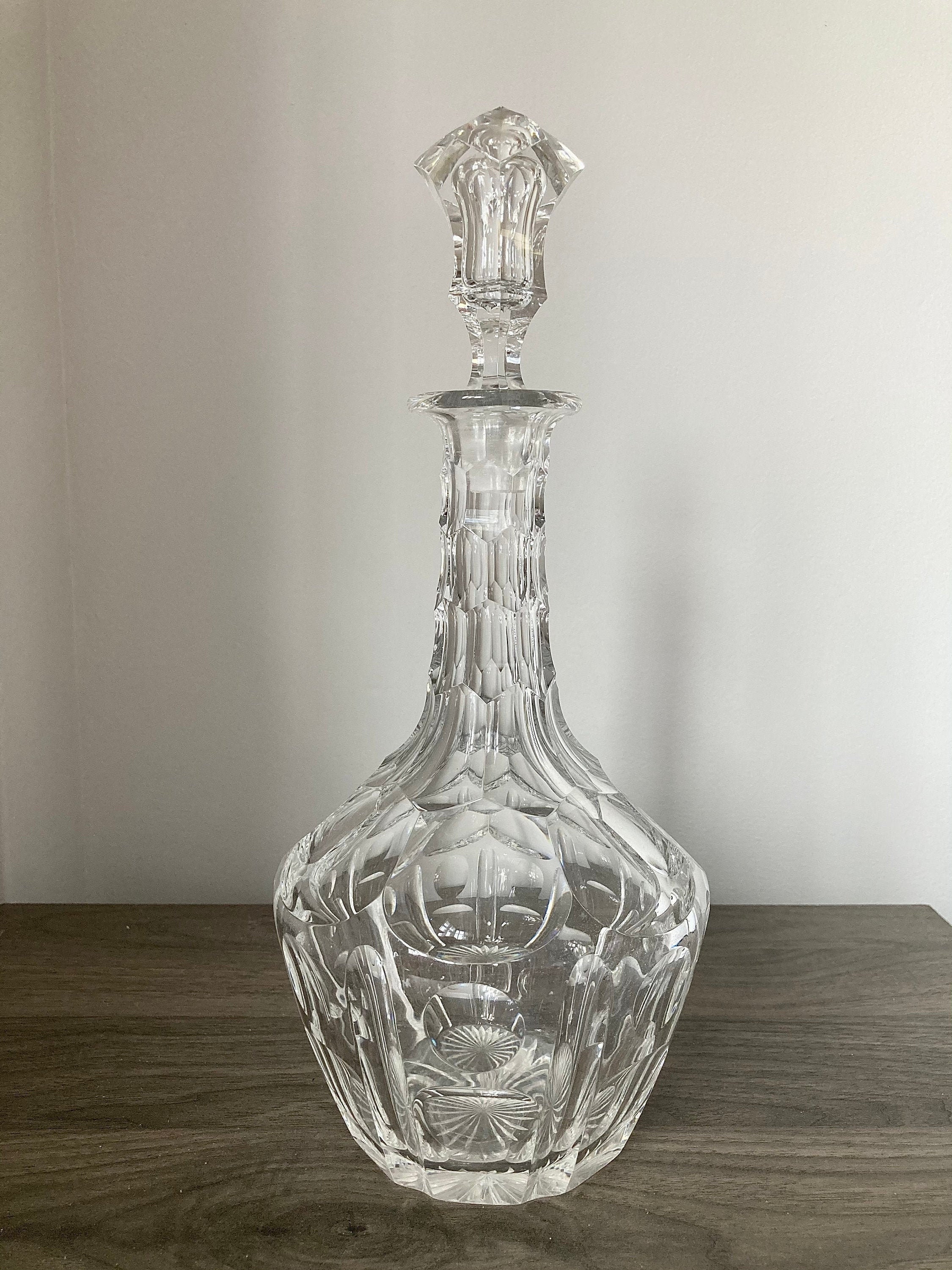 Antique Victorian cut glass wine decanter with hollow hand Etsy