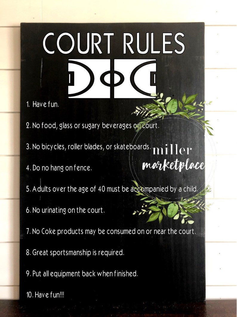Basketball Rules Sign Court Rules Sign Outdoor Games Etsy