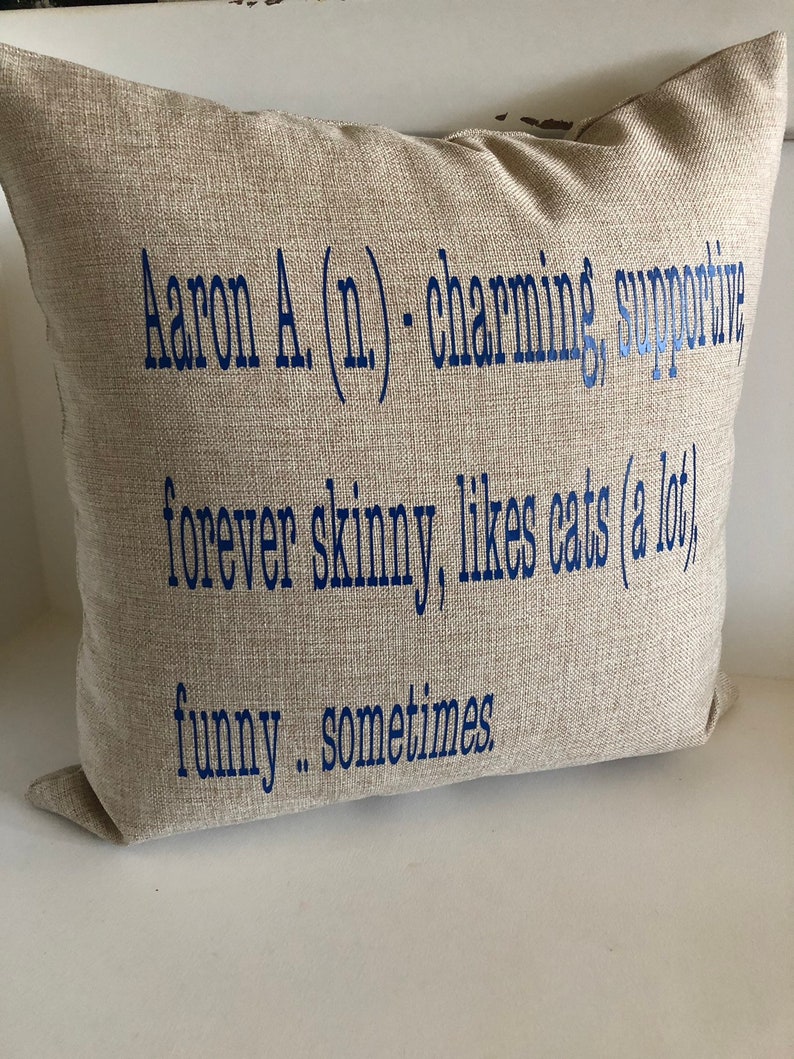 Name Definition Pillow Noun Pillow Dictionary Pillow Etsy
