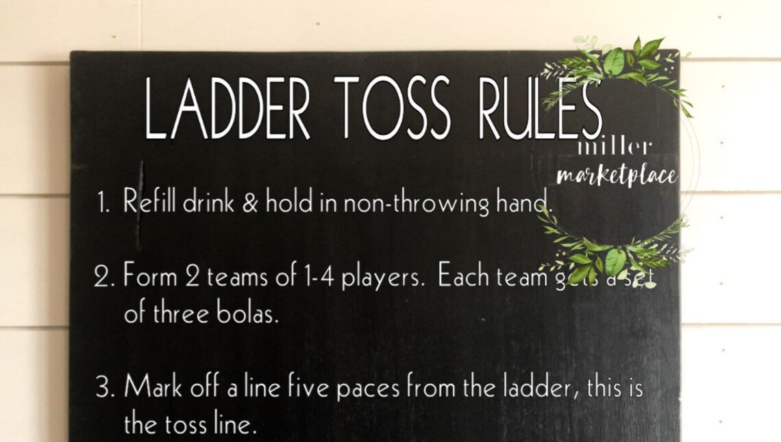 Ladder Toss Rules Sign Ladder Golf Sign Outdoor Games Etsy