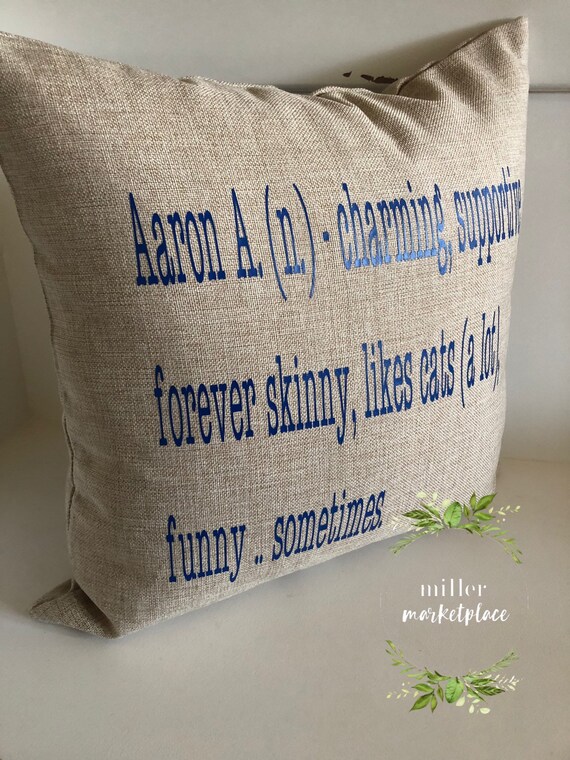 Name Definition Pillow Noun Pillow Dictionary Pillow Etsy