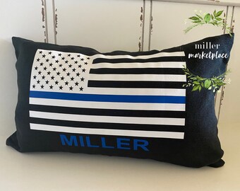 Multicolor MGs Thin Blue Line Designs Thin Blue Line Family Bible Quote Throw Pillow 18x18