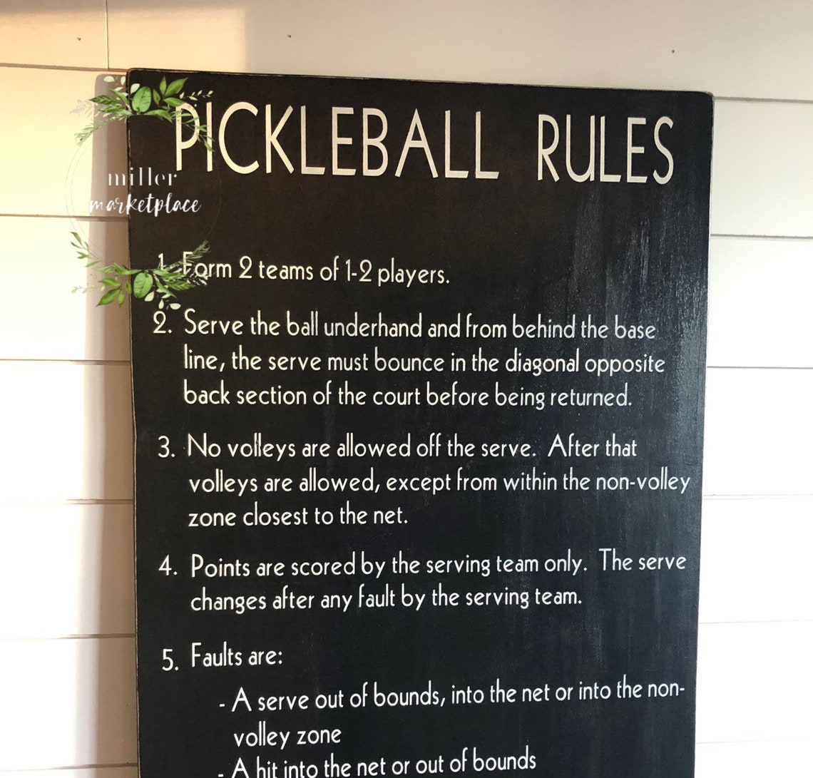 Pickleball Rules Sign Outdoor Games Outdoor Gift for Him Etsy