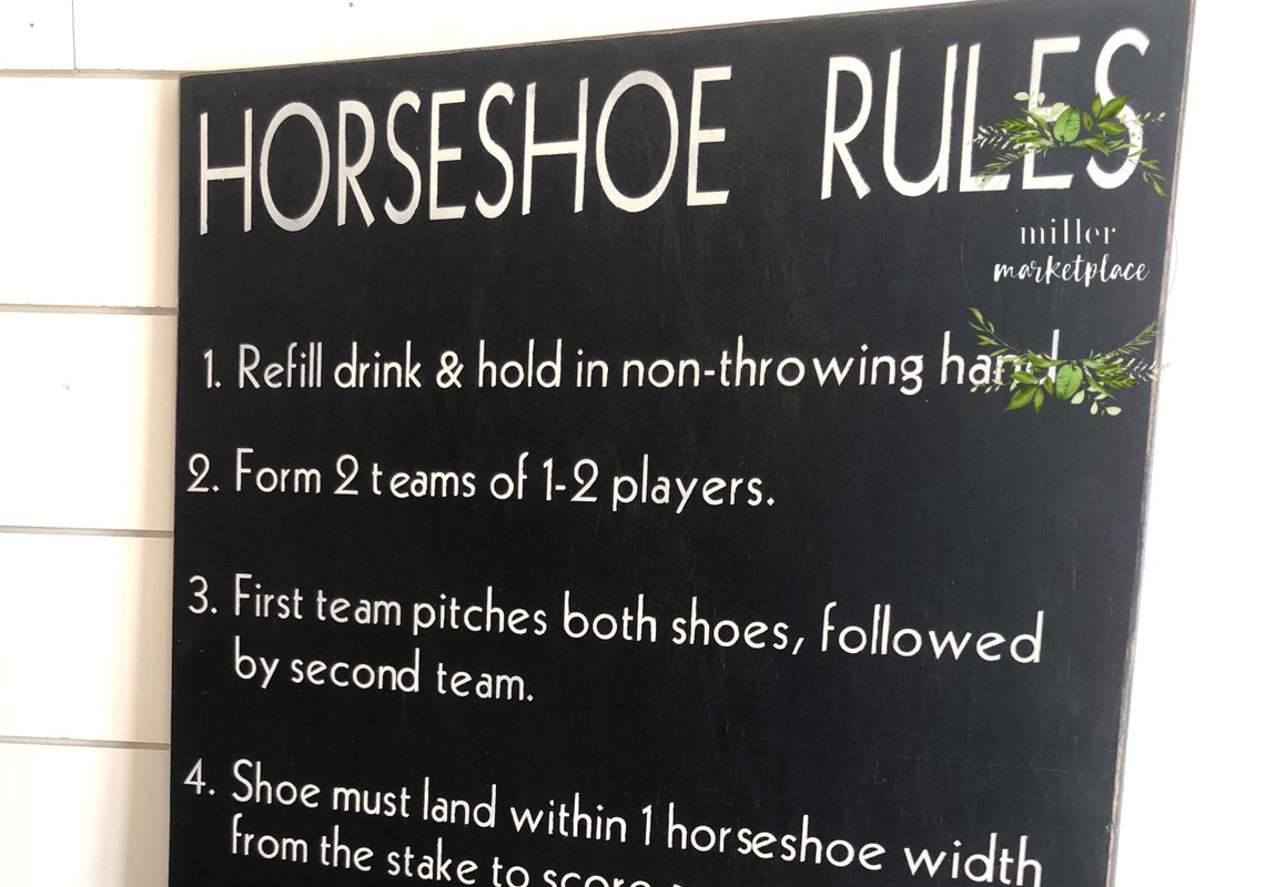 Horseshoe Rules Sign Outdoor Games Outdoor Gift Etsy