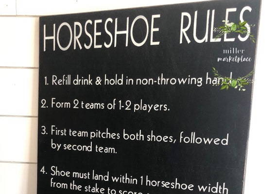 Horseshoe Rules Sign Outdoor Games Outdoor Gift | Etsy
