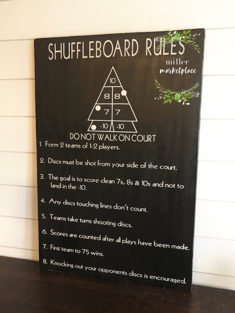 Shuffleboard Rules Sign Outdoor Games Outdoor Party Game Etsy