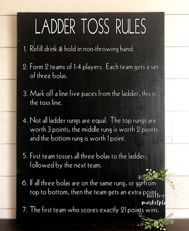 Ladder Toss Rules Sign Ladder Golf Sign Outdoor Games Etsy