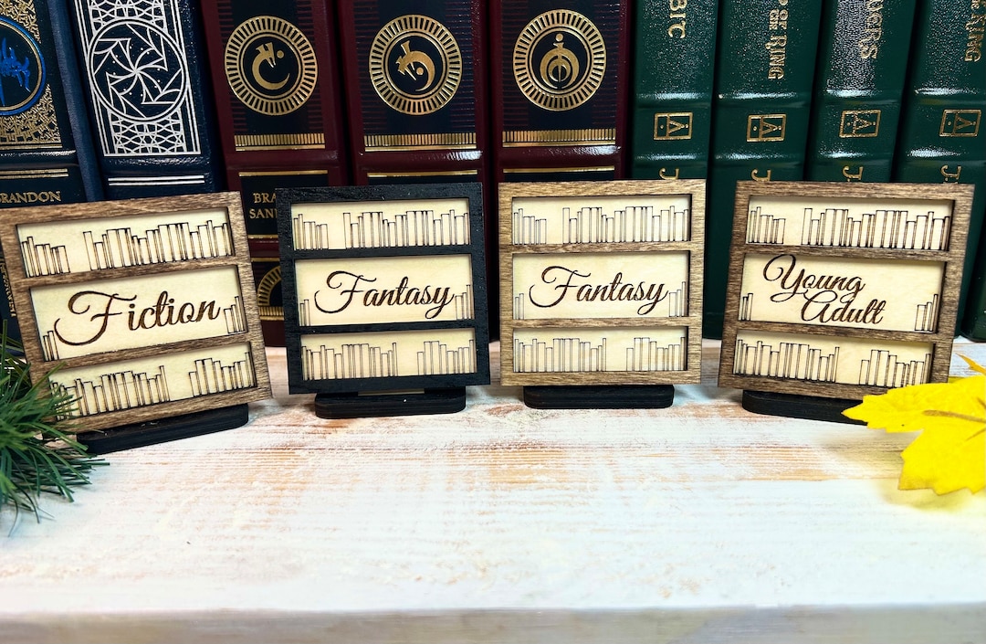 Bookshelf Genre Dividers, Bookcase Organizer, Library Decor, Bookshelf Decor, Genres, Bookshelf