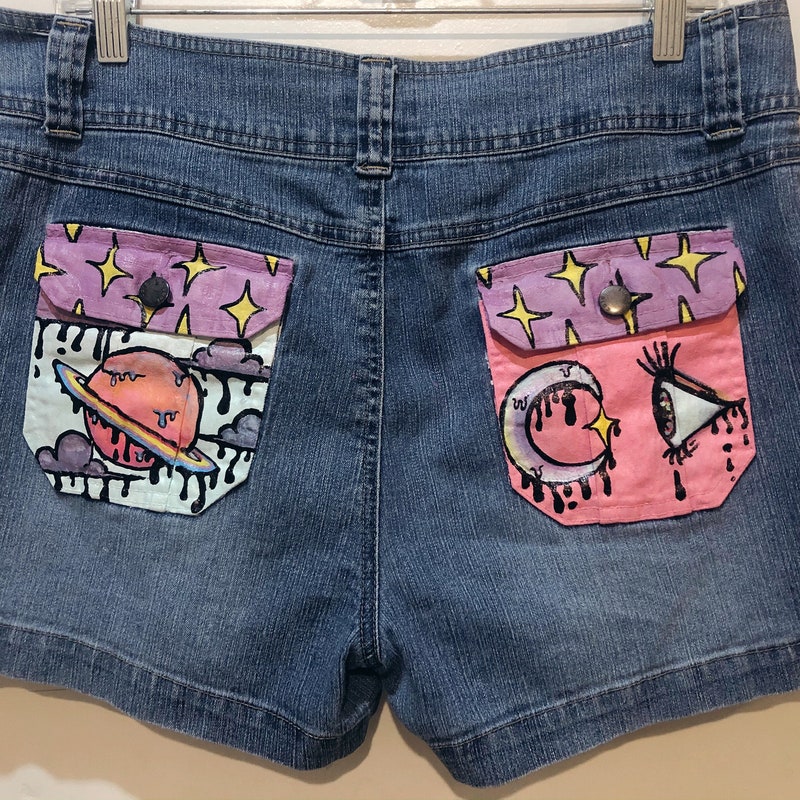 Painted Denim Shorts