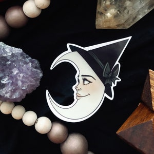 3” Witch Moon Sticker, Crescent Moon Stickers, Die Cut Vinyl Stickers, Laptop Stickers, Vinyl Stickers,  Unique Stickers, Art Stickers