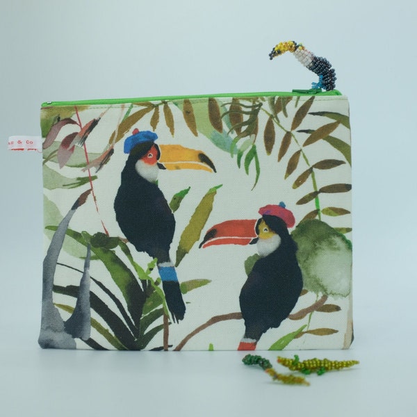 Grande pochette zippée Joyeuse Jungle originale et pratique