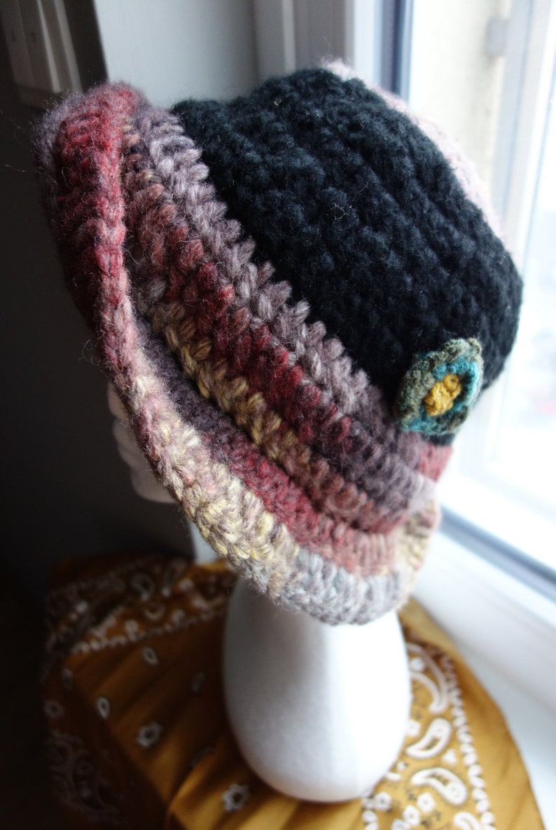 Winter Knitted Cloche Hat Felted Hat Womens Cloche Hat with Flower Womens Felt Hat Gift for her Bucket hat Winter Retro Hat Womens