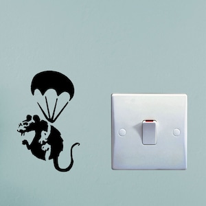 Banksy Parachute Rat Vinyl Wall Decal, Banksy Stickers, Laptop Stickers, Cool Wall Art, Kids Wall Art, Wall Sticker, Wall Décor, Street Art