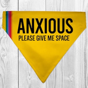 Yellow Anxious Dog Bandana, Nervous Dog Bandana, Printed Dog Bandana, Dog Neckerchief, Summer Dog Bandana, Yellow Dog, Over the Collar