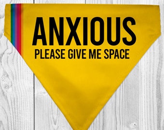 Yellow Anxious Dog Bandana, Nervous Dog Bandana, Printed Dog Bandana, Dog Neckerchief, Summer Dog Bandana, Yellow Dog, Over the Collar