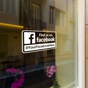 Custom Find Us On Facebook Social Media Vinyl Decal, Social Media Sticker, Facebook Sticker, Shop Window Decal, Shop Window Sticker