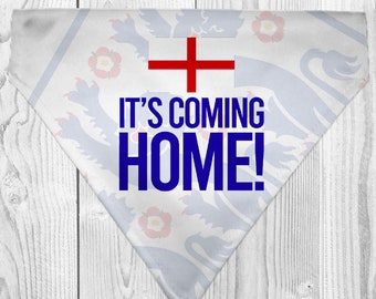 It&#39;s Coming Home Dog Bandana, England Dog Scarf, Football World Cup, Dog Bandana, Dog Neckerchief, Slip On Dog Bandana, Dog Lover Gift