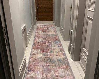 Hallway Runner Rug Non Slip Washable Colorful Modern Long Carpet for Entryway Kitchen Bedroom, Vopteks-5987456921843