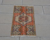 Low Pile Decorative Oushak Office Rug, Anatolian Home Decor Tribal Rug, Turkish Nursery Persian Style Vintage Carpet, 1.6 x 2.7 Feet AG1131
