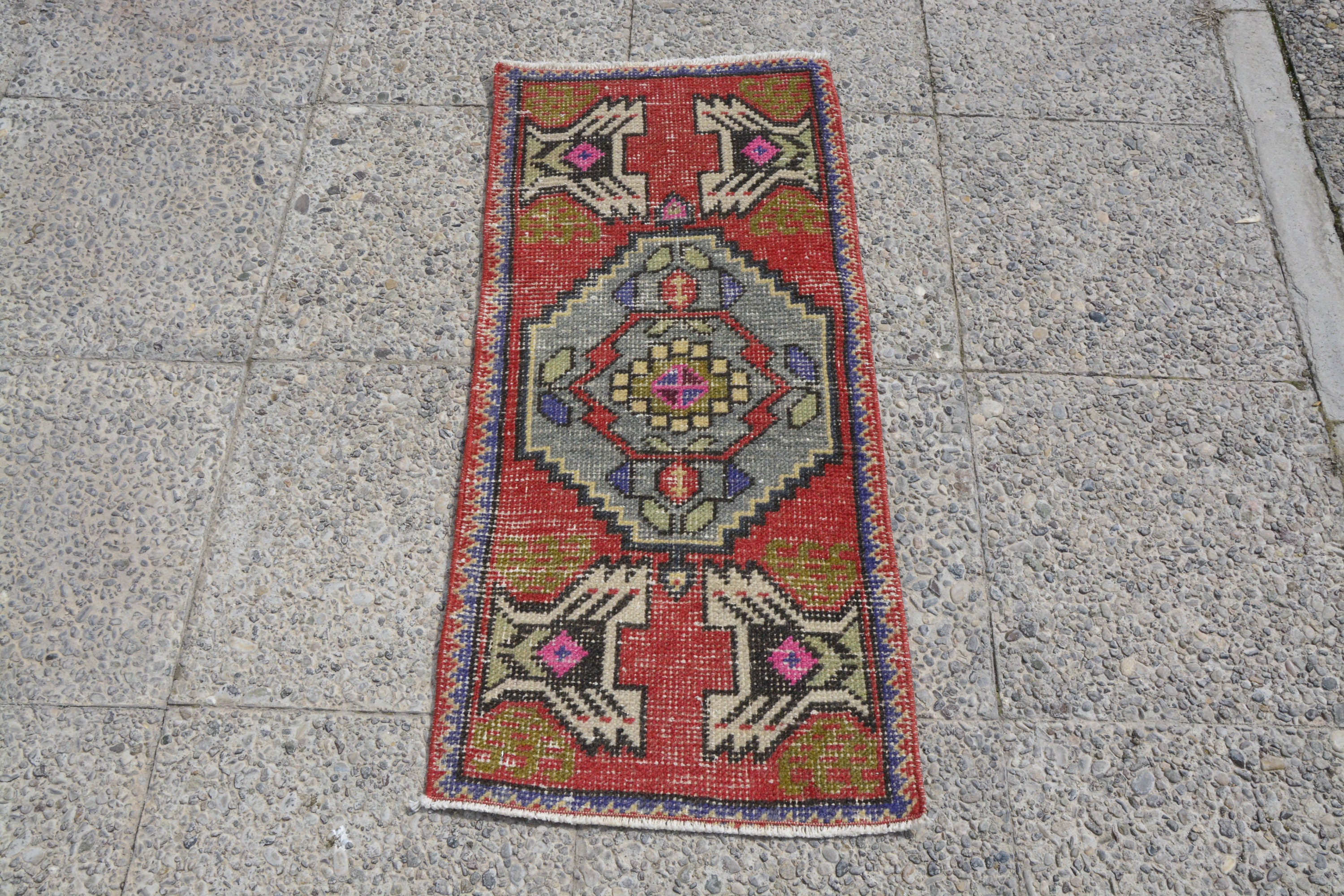 Rot blau türkischer Kleiner Badezimmer Teppich Vintage | Etsy