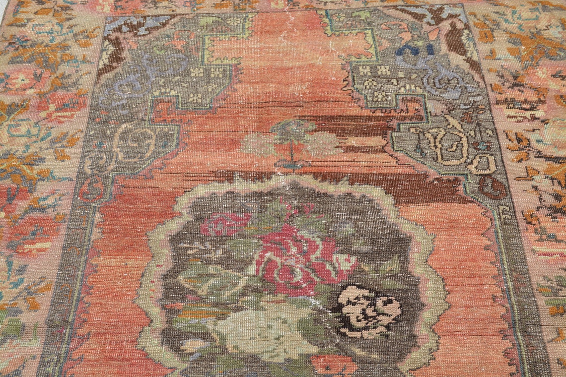 Turkey Rug 4 x 7 Vintage Orange Rugs 4x7 Kitchen Rugs 4x7 Etsy