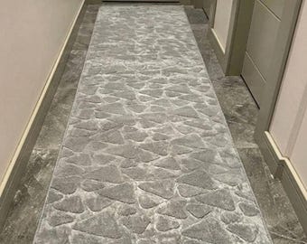 Grey Hallway Runner Rug Non Slip Modern Washable Carpet for Entryway Kitchen Long Floor Mat, Vopteks-7811290334300