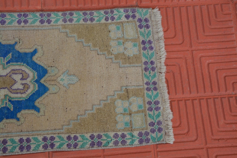 Oushak Rug 1.3 x 3.2 Feet AG1768 Kilim Rug Small Boho Rug Aztec Rug 1x3 Large Moroccan Rug Oriental Rug Faded Colors Rug
