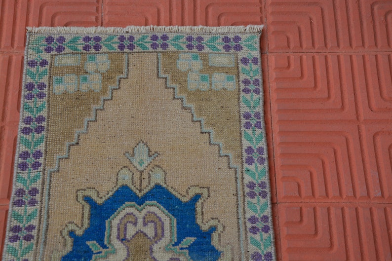 Oushak Rug 1.3 x 3.2 Feet AG1768 Kilim Rug Small Boho Rug Aztec Rug 1x3 Large Moroccan Rug Oriental Rug Faded Colors Rug