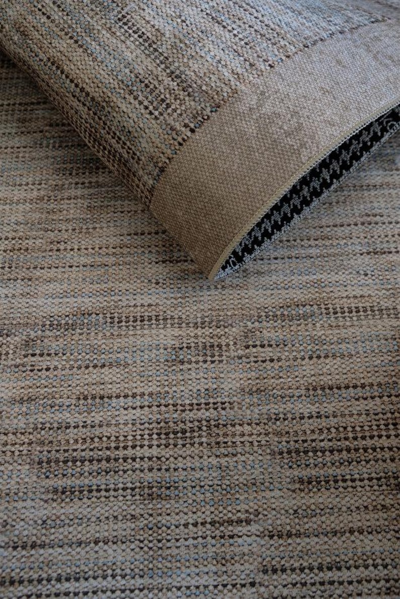 Taupe Entry Rug Neutral Taupe Runner Rug With Beige Border – Durable Non-slip Carpet ...