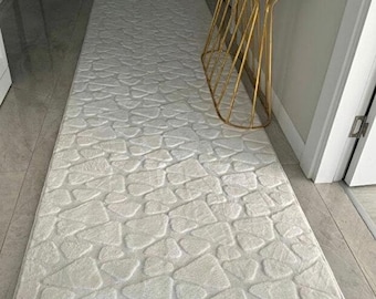 Cream Hallway Runner Rug Non Slip Washable Modern Long Carpet for Entryway Kitchen Corridor, Vopteks-7811290334201
