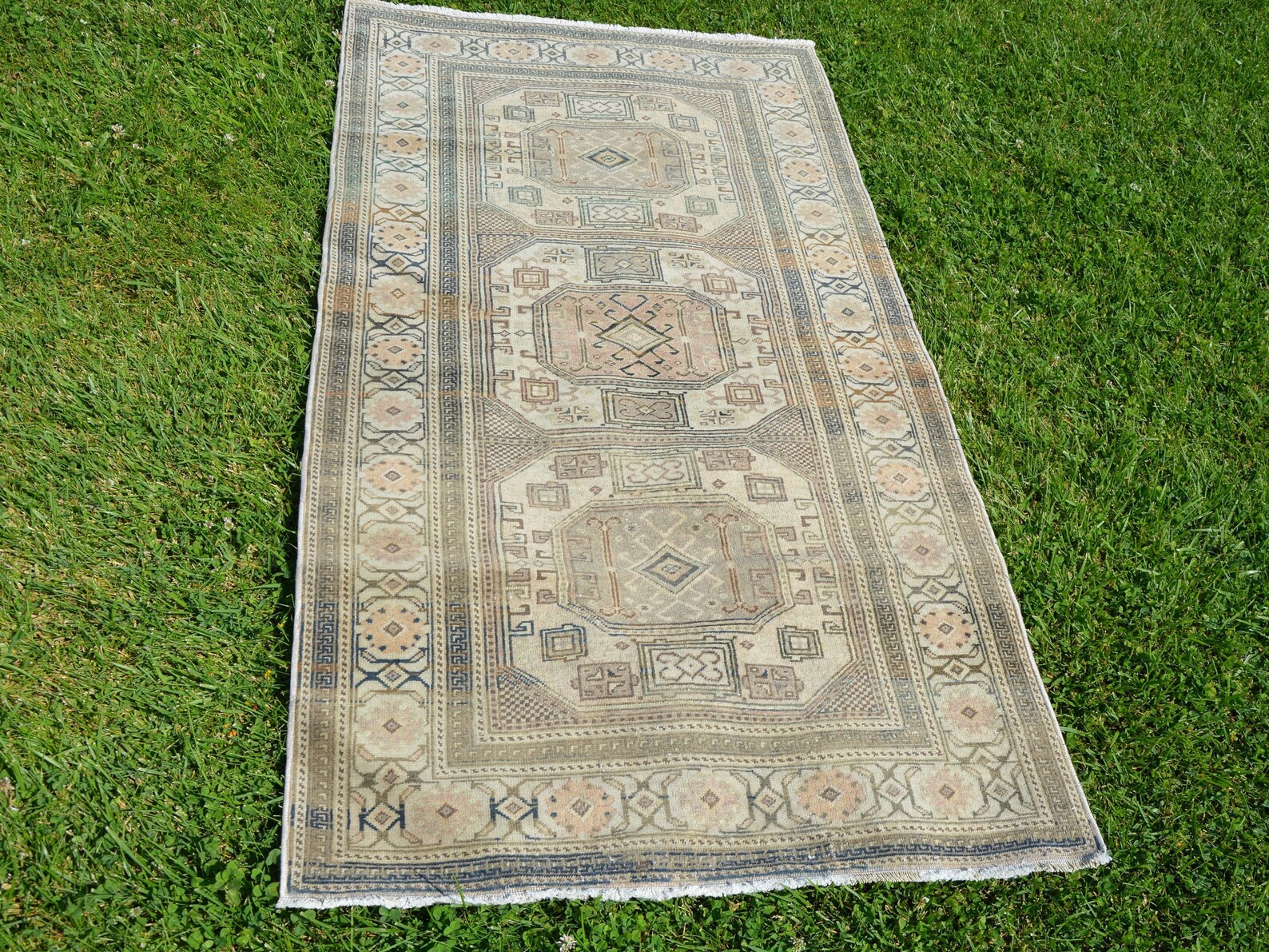 Turkish Rug Brown Turkish Cream Color Rug Vintage Turkey Etsy