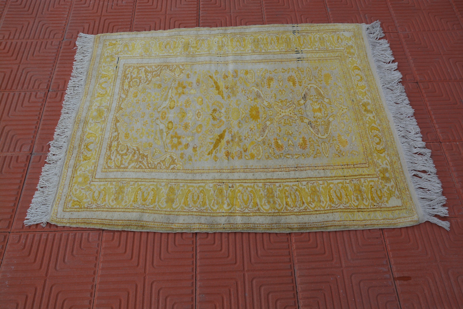Yellow Bathroom Rug Doormat Rug Small Vintage Rug Bohemian Etsy UK