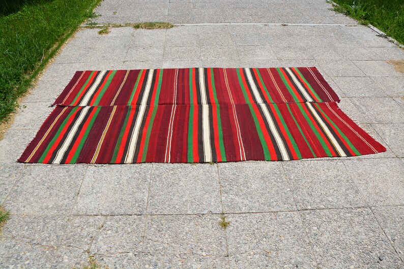 Green Kilim Rug Area Rug Turkish Boho Rug 4.5 x 7.5 Feet LQ342 Turkish Rug Red Turkish Rug Oriental Rug Oriental Persian Rug