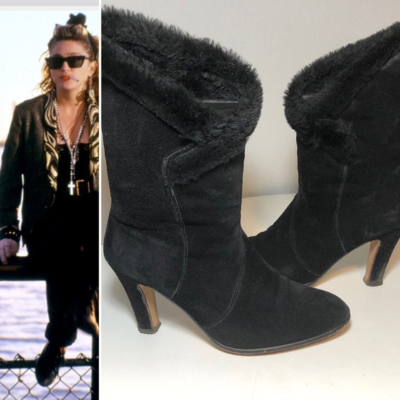 faux fur heel boots