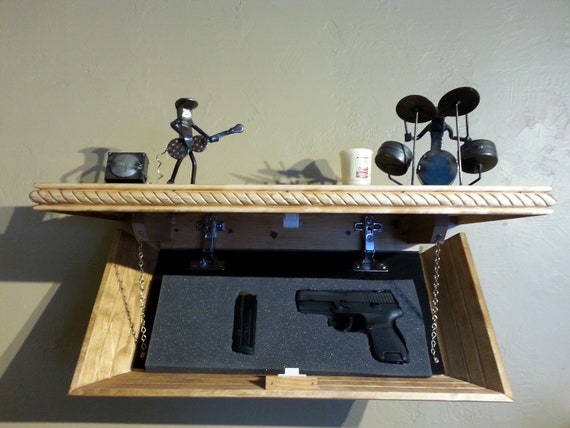 Hidden Compartment Tactical Shelf Gun Concealment Golden Oak Etsy