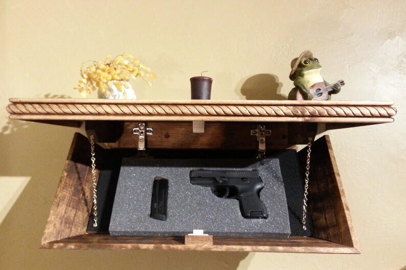 Hidden Compartment Tactical Shelf Gun Concealment Honey Finish Etsy