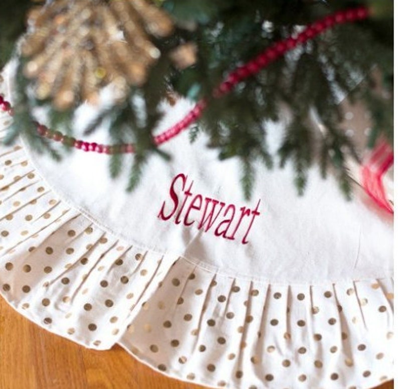 Personalized Christmas Tree Skirt Embroidered Tree Skirt Etsy
