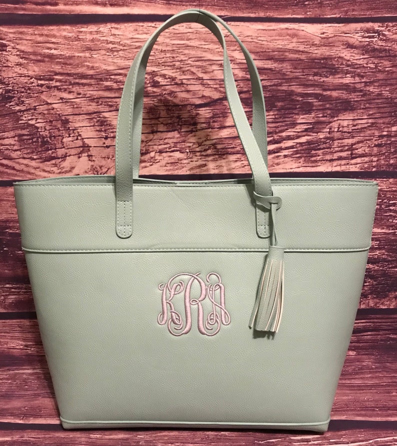 Vegan Leather Monogrammed Travel Bag Large Handbag Monogrammed Purse Personalized Purse