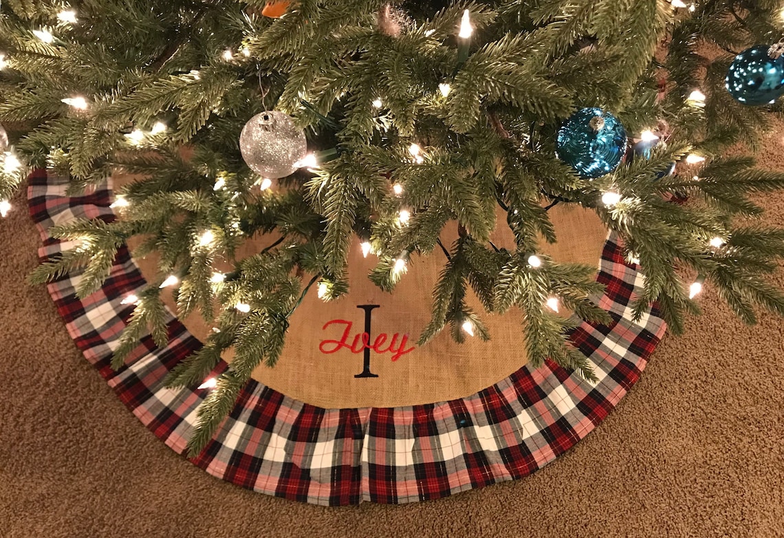 Personalized Christmas Tree Skirt Embroidered Tree Skirt Etsy
