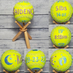 Personalized Softball Birth Stats - Personalized Softball for Baby - Monogrammed Softball -Birth Stat Softball