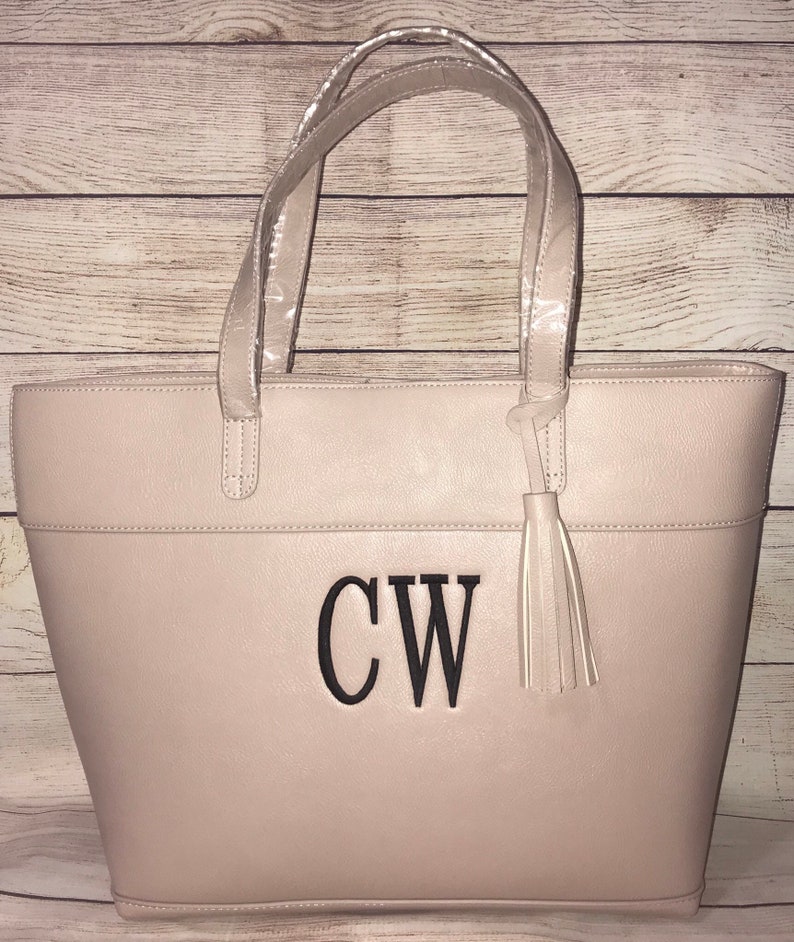 Vegan Leather Monogrammed Travel Bag Large Handbag Monogrammed Purse Personalized Purse