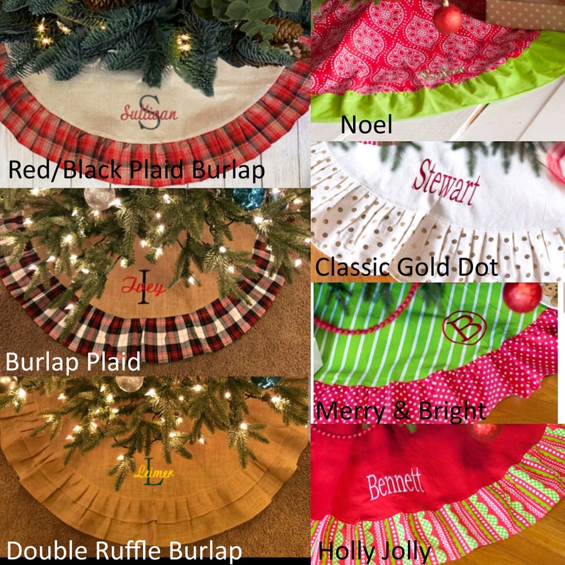 Personalized Christmas Tree Skirt Embroidered Tree Skirt Etsy