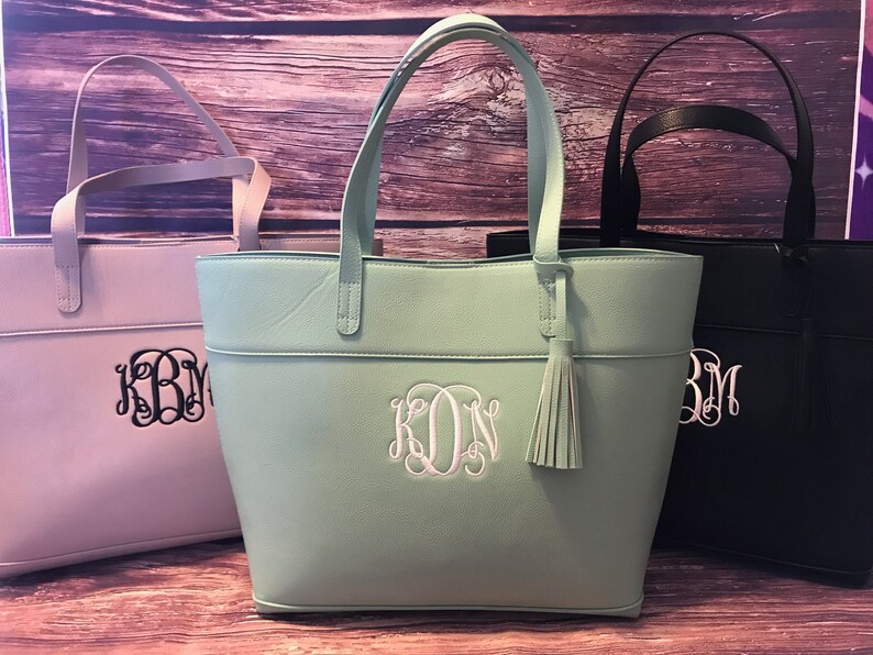 Personalized Purse Monogrammed Travel Bag Large Handbag Monogrammed Purse Vegan Leather