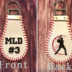 Embroidered Baseball Key Chain - Personalized Baseball Key Chain - Monogrammed Baseball key chain - Baseball Key chain