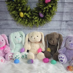 Personalized Easter Bunnies - Embroidered Bunny - Name on Ear - Monogrammed Bunny - Plush Bunny - Stuffed Easter Bunny - Custom Bunny