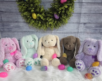 Personalized Easter Bunnies - Embroidered Bunny - Name on Ear - Monogrammed Bunny - Plush Bunny - Stuffed Easter Bunny - Custom Bunny