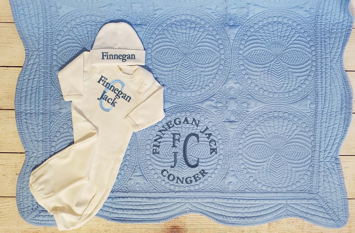 Personalized Baby Boy Gift Set Monogrammed Boy Gown and Etsy