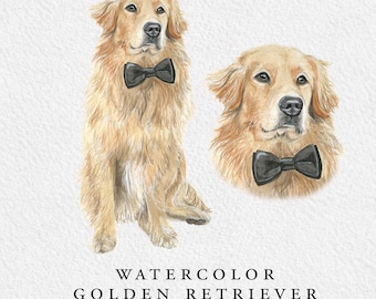 Golden Retriever Dog Watercolor PNG Digital File ClipArt Printable Art