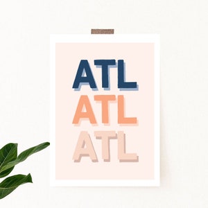ATL Block Letters Typography Atlanta Georgia Art Print Wall Poster